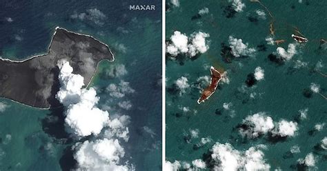 Before And After Volcanic Eruption Image Of Tonga S Island Hunga Tonga Hunga Haʻapai Imgur