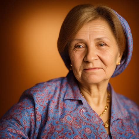 Premium Ai Image A Russian Old Woman With A Blue Shirt