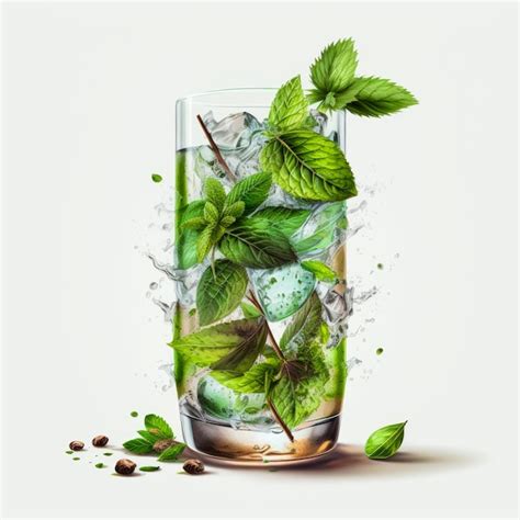 Una Imagen De Mojito Con Hojas De Menta Y Cubitos De Hielo Ia