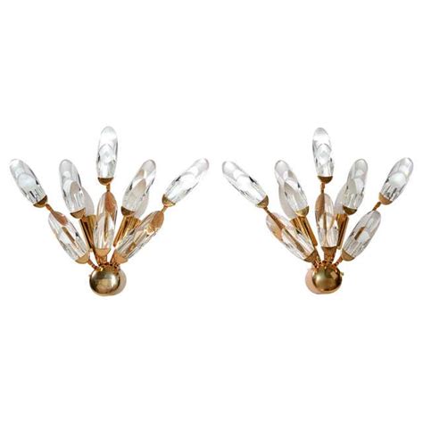 Pair Of Italian Glass And Brass Sconces By Stilkrone For Sale At 1stdibs