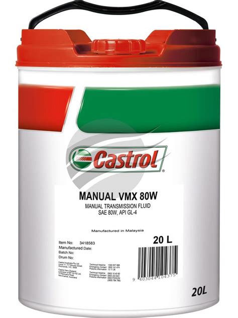 Buy Castrol 80W Gl 4 Manual Vmx Gear Oil 20 Litre Online Rolan Australia