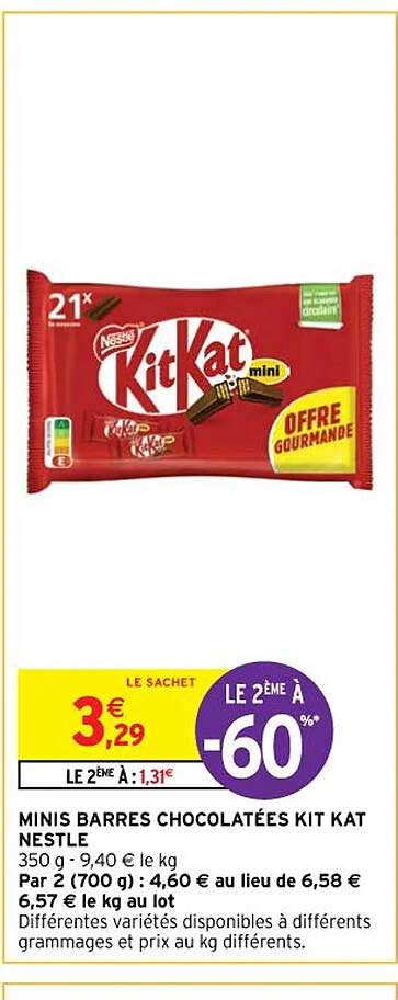 Promo Minis Barres Chocolat Es Kit Kat Nestl Chez Intermarch Hyper