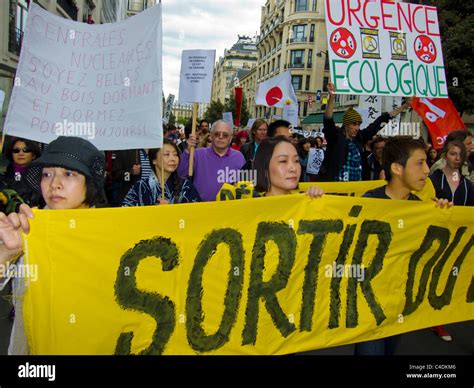 Paris France Demonstration Against Nuclear Power Japanese People