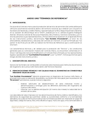 Completable En línea ANEXO UNO TRMINOS DE REFERENCIA Fax Email Imprimir