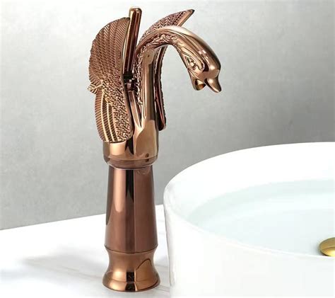 Aquieen Extended Body Hot Cold Basin Mixer Basin Tap Bird Rose Gold