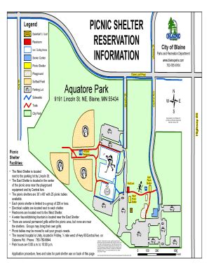 Fillable Online Picnic Shelter Reservation Information Legend