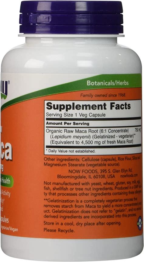 Now Foods Maca Raw 750 Mg 90 Veg Capsules Natural Energy Hormone