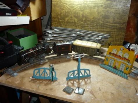 ANCIEN JOUET Lot Train Jep Loco Tender Wagon Rail 1950 Tole Gare