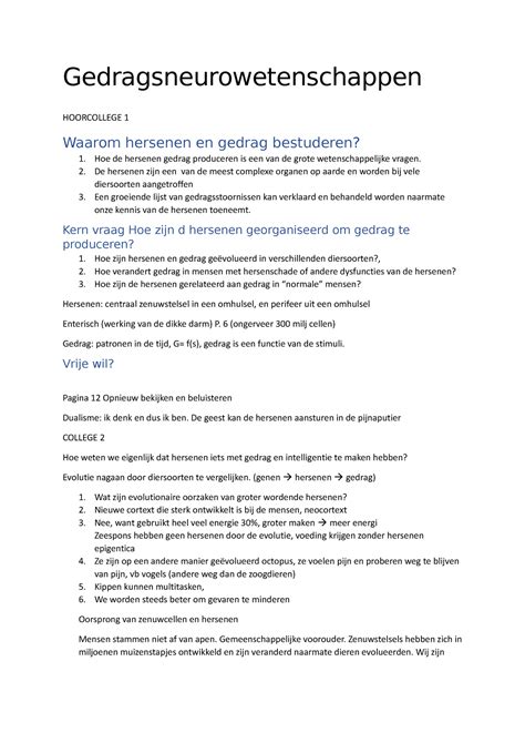 Gedragsneurowetenschappen Gedragsneurowetenschappen Deel 1 KU