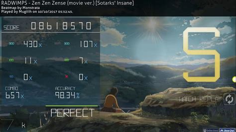 Osu Radwimps Zen Zen Zense Movie Ver Sotarks Insane Youtube