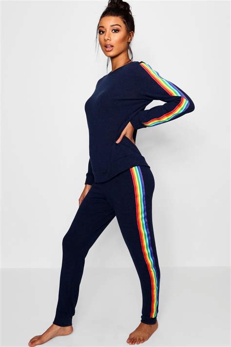 Womens Rainbow Loungewear Set Boohoo Uk In 2021 Lounge Wear