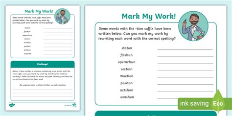 Mark My Work Tion Suffix Teacher Made