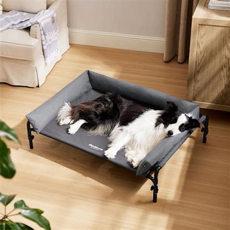 Bedsure XL Elevated Raised Outdoor Dog Bed - Cooling Dog Cot Bed with ...
