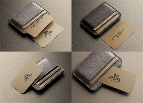 5 Free Business Card With Leather Holder Mockup PSD Files Good Mockups