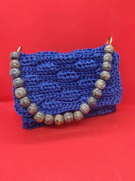 Bolsa De Croche Azul Royal No Elo Croch Allegra A E A