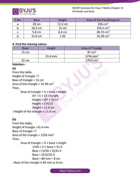 Ncert Solutions For Class 7 Maths Chapter 11 Perimeter And Area Download Free Pdf