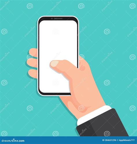 Hand Holding Smartphone With Blank Screen In A Flat Design Stock Vector Illustration Of Black