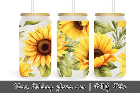 Sunflower 16 Oz Tumbler Wrap Libbey Can Graphic By Sasikharn Creative