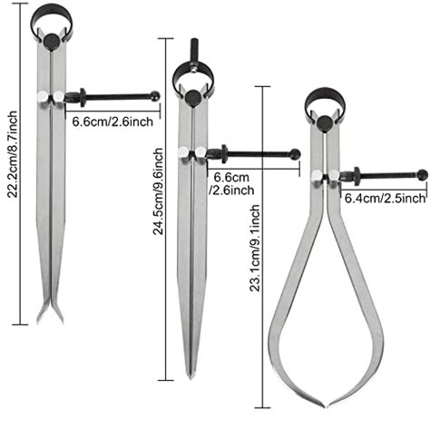 3pcs 8 Inch Long Spring Caliper Set Carbon Steel Outside Divider Caliper Compass