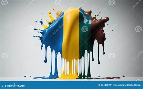 Palau Country Flag Colors Of Liquid Oil Paint Splashing And Explosion