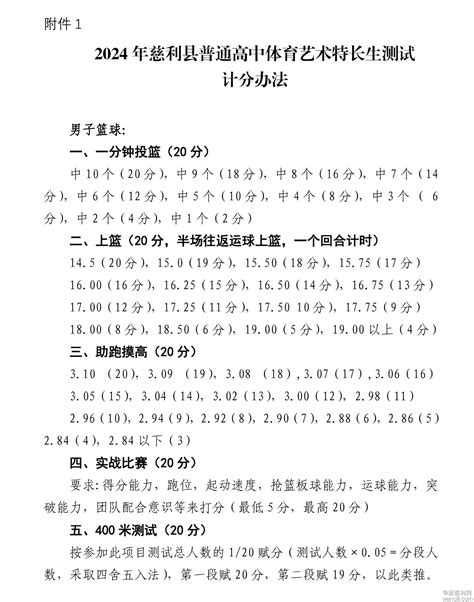 慈利县2024年普通高中体育艺术特长生招考工作方案 今日慈利 玩慈利网