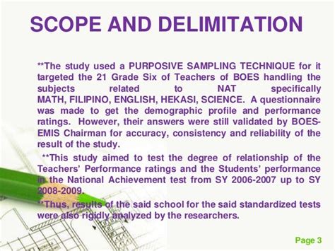 Example Of Scope And Delimitation In Thesis