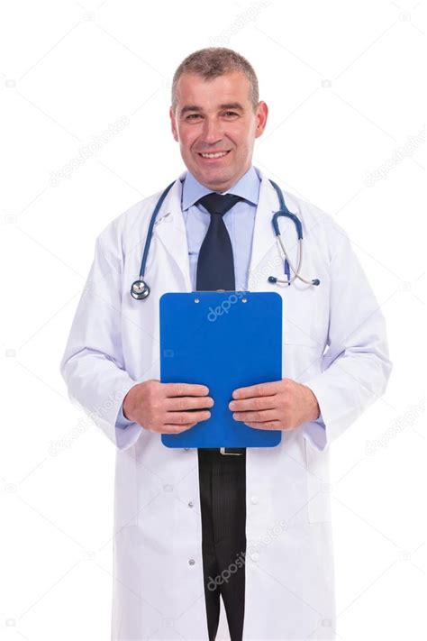 Happy Mature Doctor With Notepad — Stock Photo © Feedough 32381611