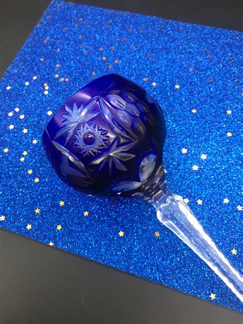 Cobalt Blue Crystal Bell Germany Etsy