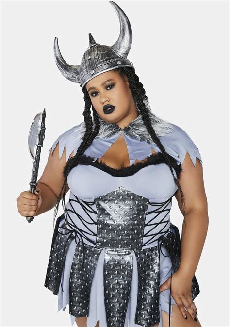 Plus Size Trickz N Treatz Sexy Viking Costume Gray Dolls Kill