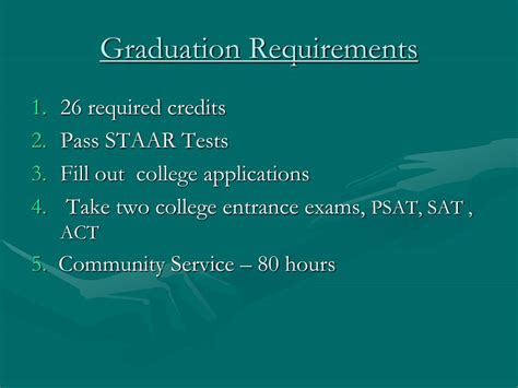 Ppt Graduation Requirements Powerpoint Presentation Free Download