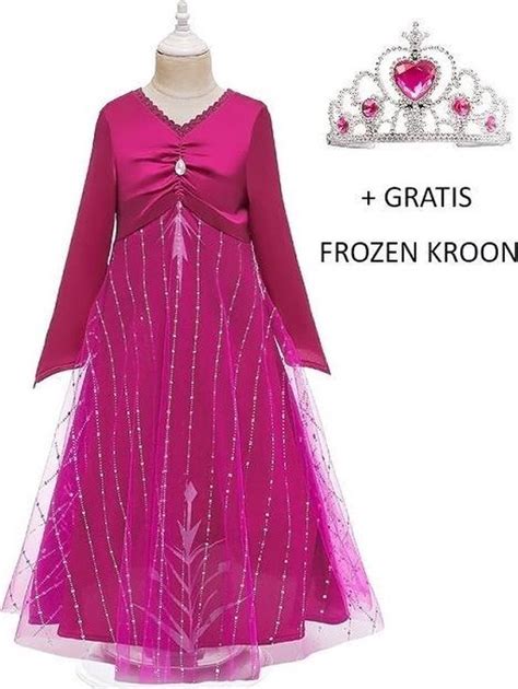 Luxe Frozen Elsa Jurk Fuchsia Gratis Frozen Kroon