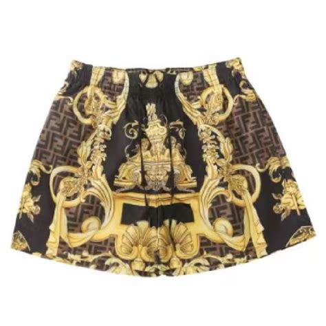 Fendi Men Swim Shorts Fendace Multicolor Nylon Shorts