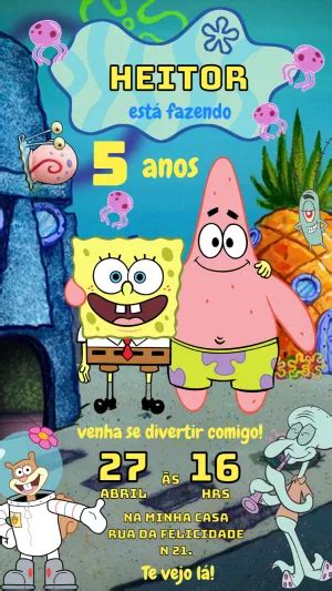 Invitación de cumpleaños de Bob Esponja Un increíble editor en línea