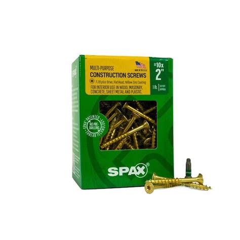 Spax 10 X 2 In Interior Flat Head Wood Screws Construction Framing