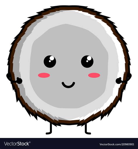 Cute Coconut Emoticon Royalty Free Vector Image