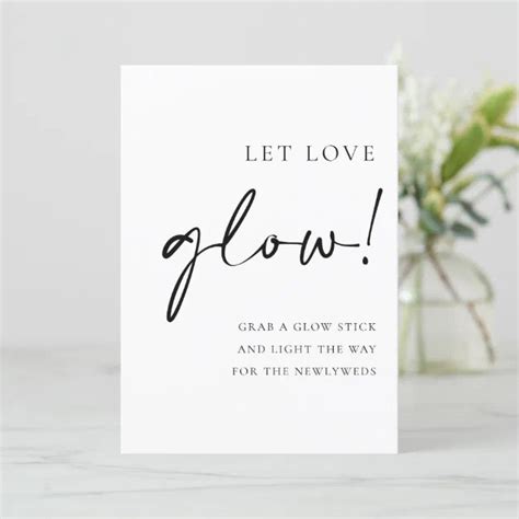 Black Script Let Love Glow Wedding Sign Menu Zazzle