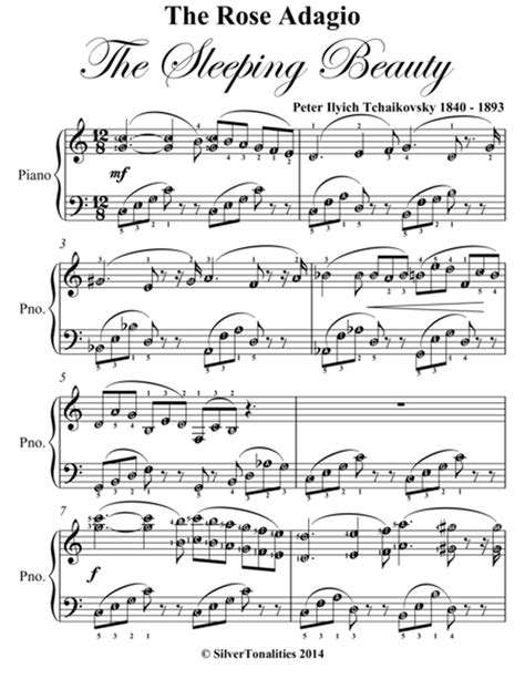 Rose Adagio Sleeping Beauty Easy Intermediate Piano Sheet Music by ...