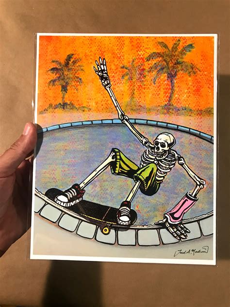 Skate Art Print Skeleton Skateboard Birthday T Day Of Etsy