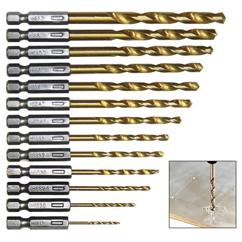 HSS 1 4 Hex Shank Drill Bit Set 13pcs 1 5 6 5mm Hexagonal Screw Drills