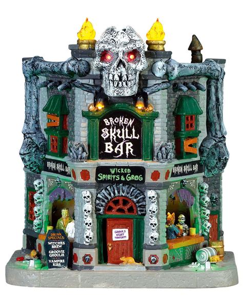 Lemax Spooky Town Broken Skull Bar Für Halloween Horror