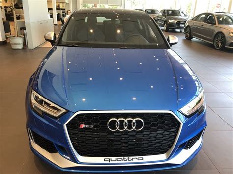 Front View Of The 2018 Audi SR 3 In Ara Blue Crystal Vehicle Available