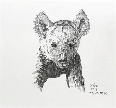 Inktober 2018 Baby Spotted Hyena Susan Fox American Artist