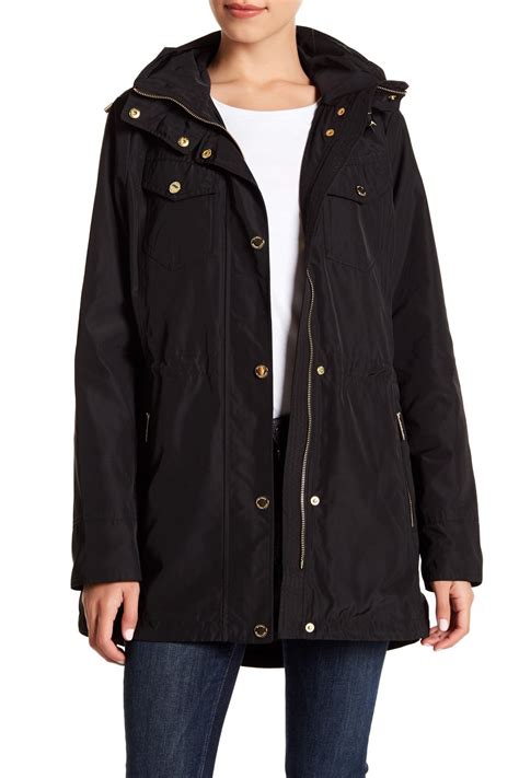 Michael Kors Missy Snap And Zip Front Hooded Raincoat Nordstrom Rack