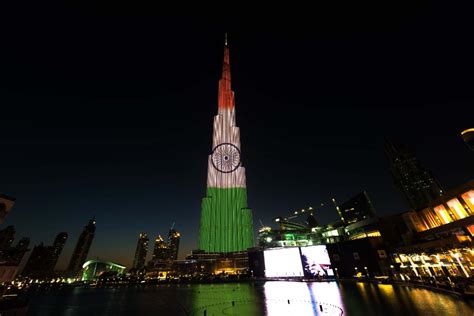 Burj Khalifa light up in colours of Indian flag