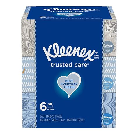 Kleenex Trusted Care Everyday Facial Tissues 6 Boxes 144 Tissues