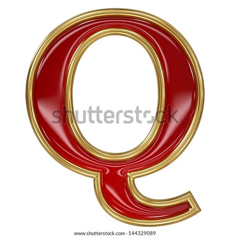 Ruby Red Golden Outline Alphabet Letter Stock Illustration