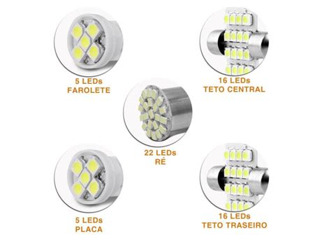 Kit Lâmpadas LED Pingo e Torpedo Mitsubishi Pajero Sport Farolete Placa