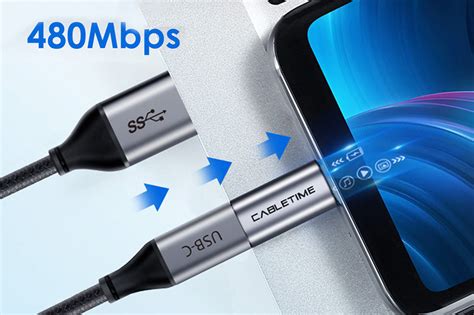 USB 2.0 Micro B to USB Type C Adapter Converter M/F- CABLETIME