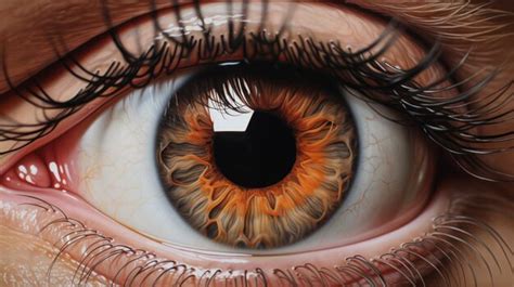 Olhos Assustados Hyperrealismo Obra De Arte Com Olho Castanho E Pestanas Foto Premium