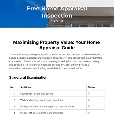 Home Appraisal Inspection Checklist Template Edit Online And Download